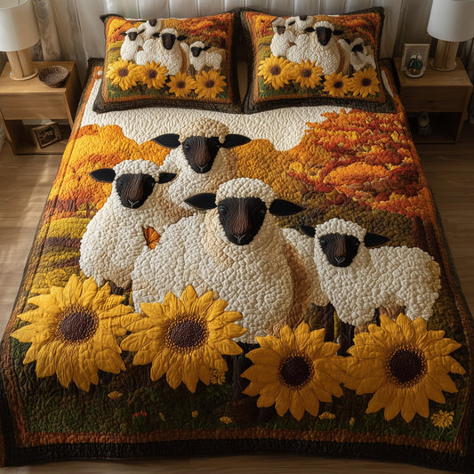 Fluffy Happy Sheep 3-Piece Quilted Bedding Set GFTOHD8827
