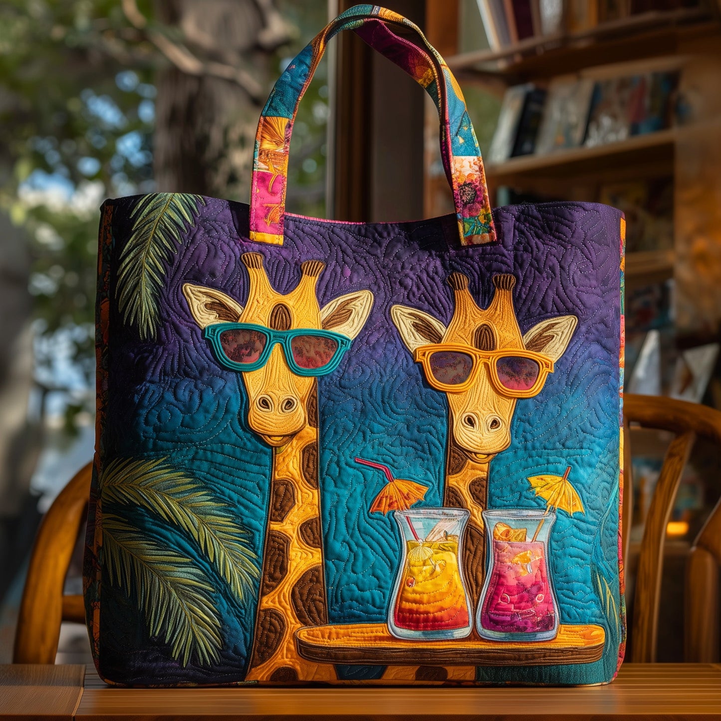 Funky Giraffe Quilted Tote Bag GFTOHD8940