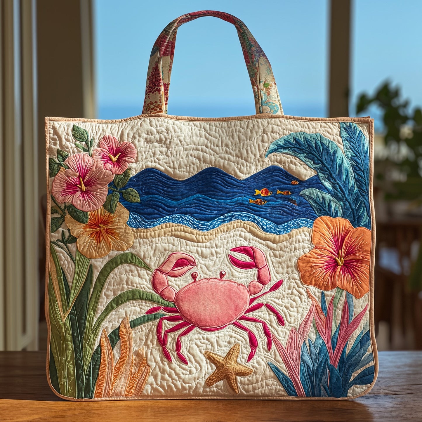 Tropical Beach Quilted Tote Bag GFTOHD8943