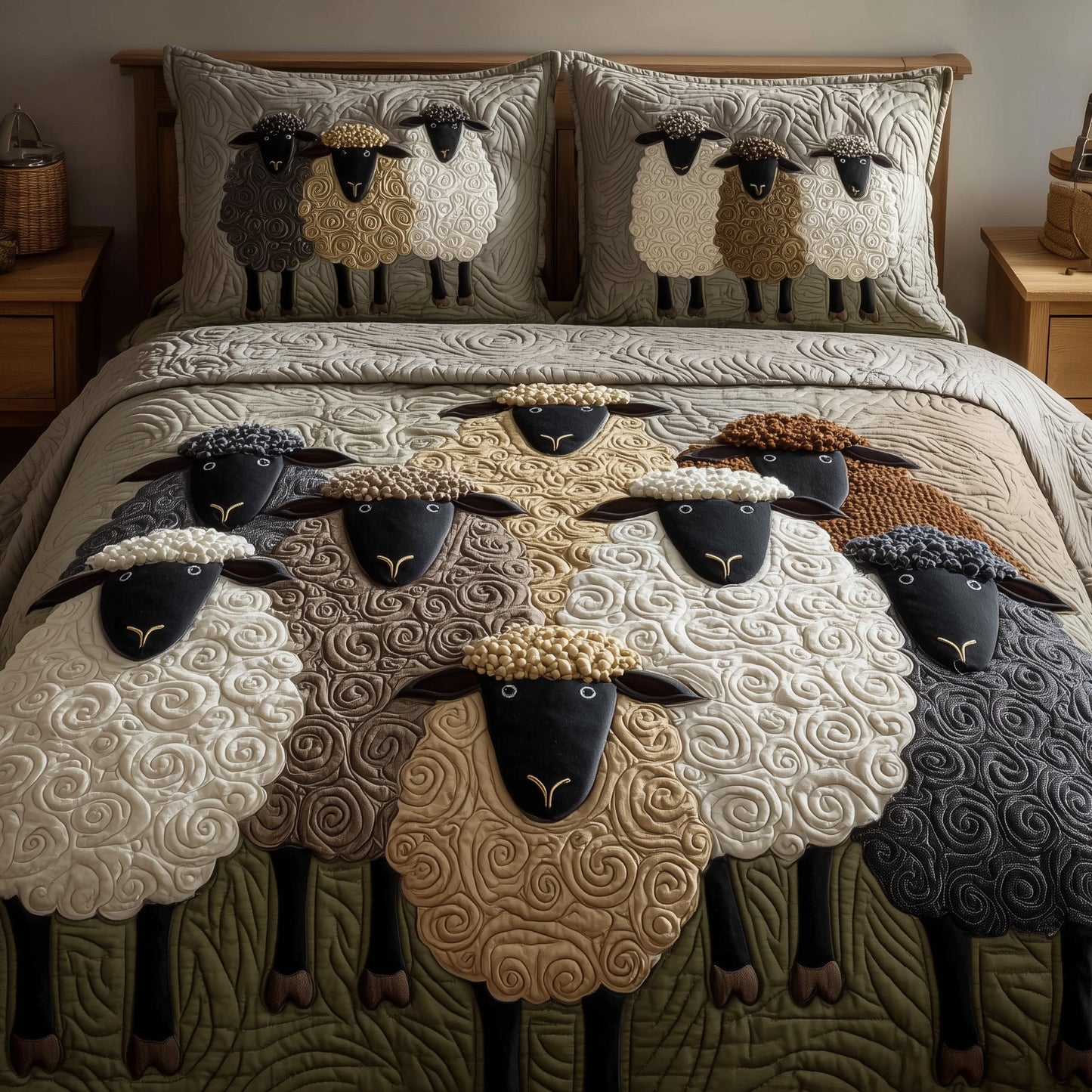 Sheep Serenity 3-Piece Quilted Bedding Set GFTOHD8968