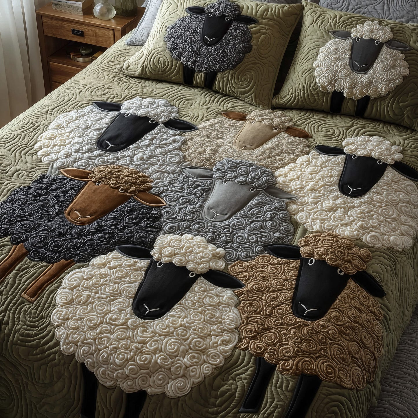 Sheep Serenity 3-Piece Quilted Bedding Set GFTOHD8971