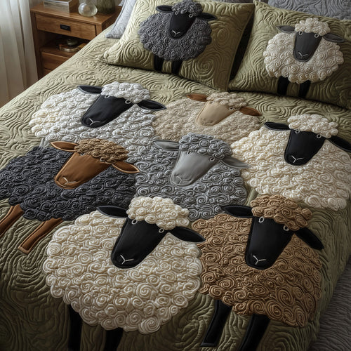 Sheep Serenity 3-Piece Quilted Bedding Set GFTOHD8971