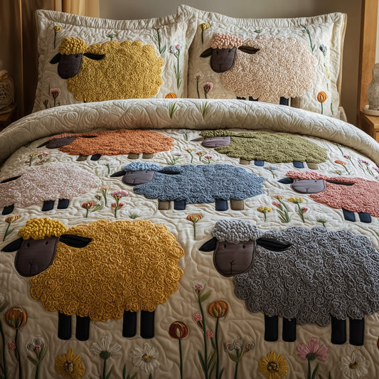 Sheep Serenity 3-Piece Quilted Bedding Set GFTOHD8974