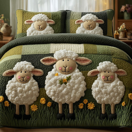 Sheep Serenity 3-Piece Quilted Bedding Set GFTOHD8976