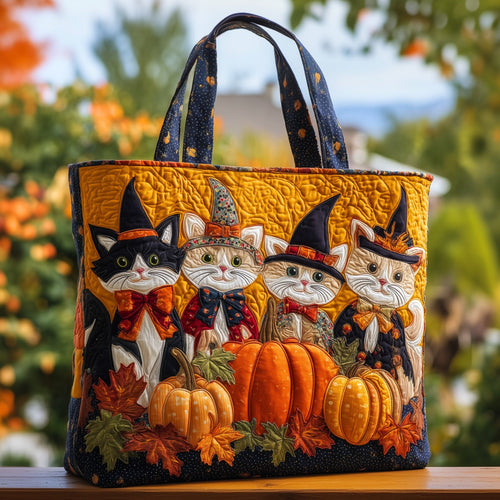 Cat Coven Halloween Quilted Tote Bag GFTOHD9043