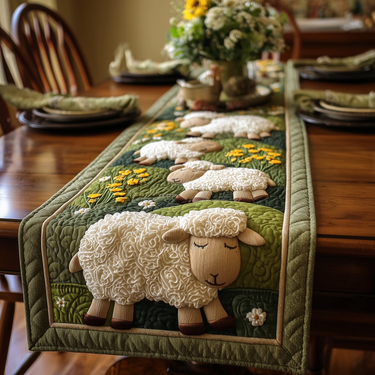 Sheep Heaven Quilted Table Runner GFTOHD9066