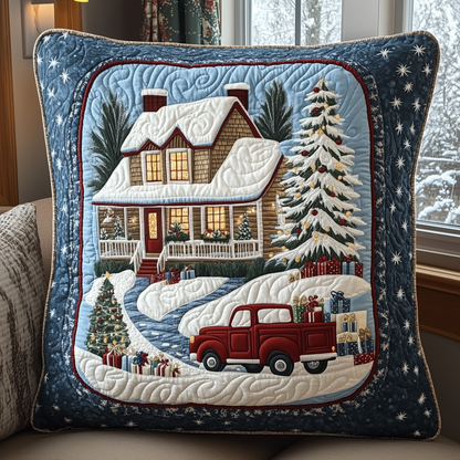 Peaceful Snow Cabin Quilted Pillow Case GFTOHD911
