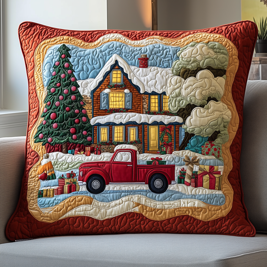 Peaceful Snow Cabin Quilted Pillow Case GFTOHD913