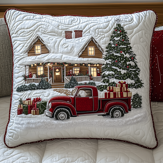 Peaceful Snow Cabin Quilted Pillow Case GFTOHD915