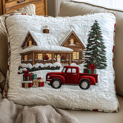 Peaceful Snow Cabin Quilted Pillow Case GFTOHD917