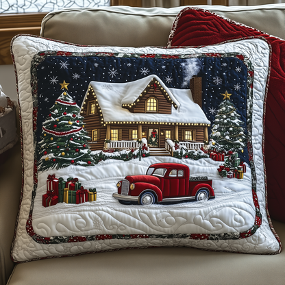 Peaceful Snow Cabin Quilted Pillow Case GFTOHD919