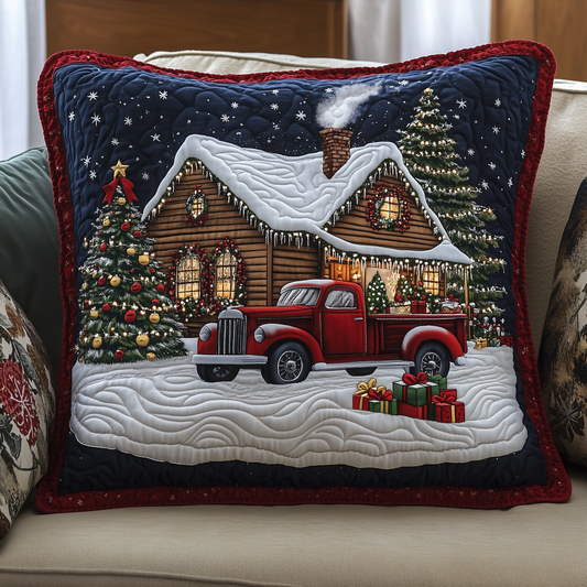 Peaceful Snow Cabin Quilted Pillow Case GFTOHD921