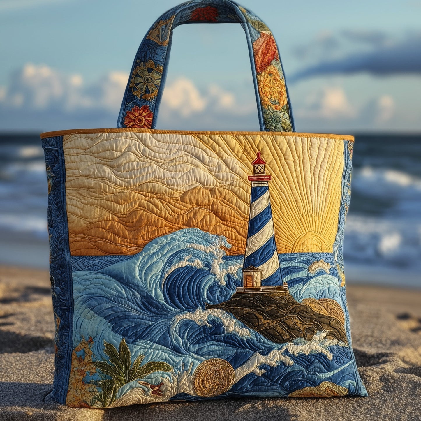 Nautical Lighthouse Quilted Tote Bag GFTOHD9226