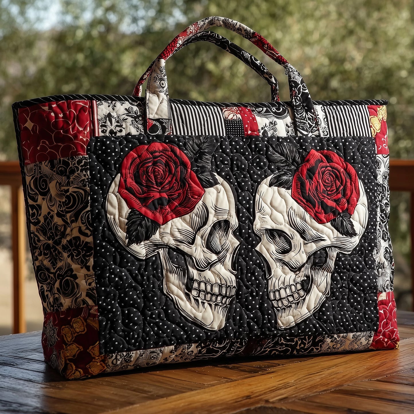 Skull Couple Quilted Tote Bag GFTOHD9326