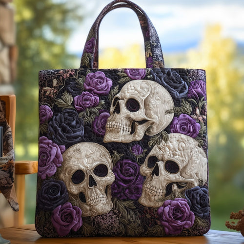 Skull In Bloom Quilted Tote Bag GFTOHD9332