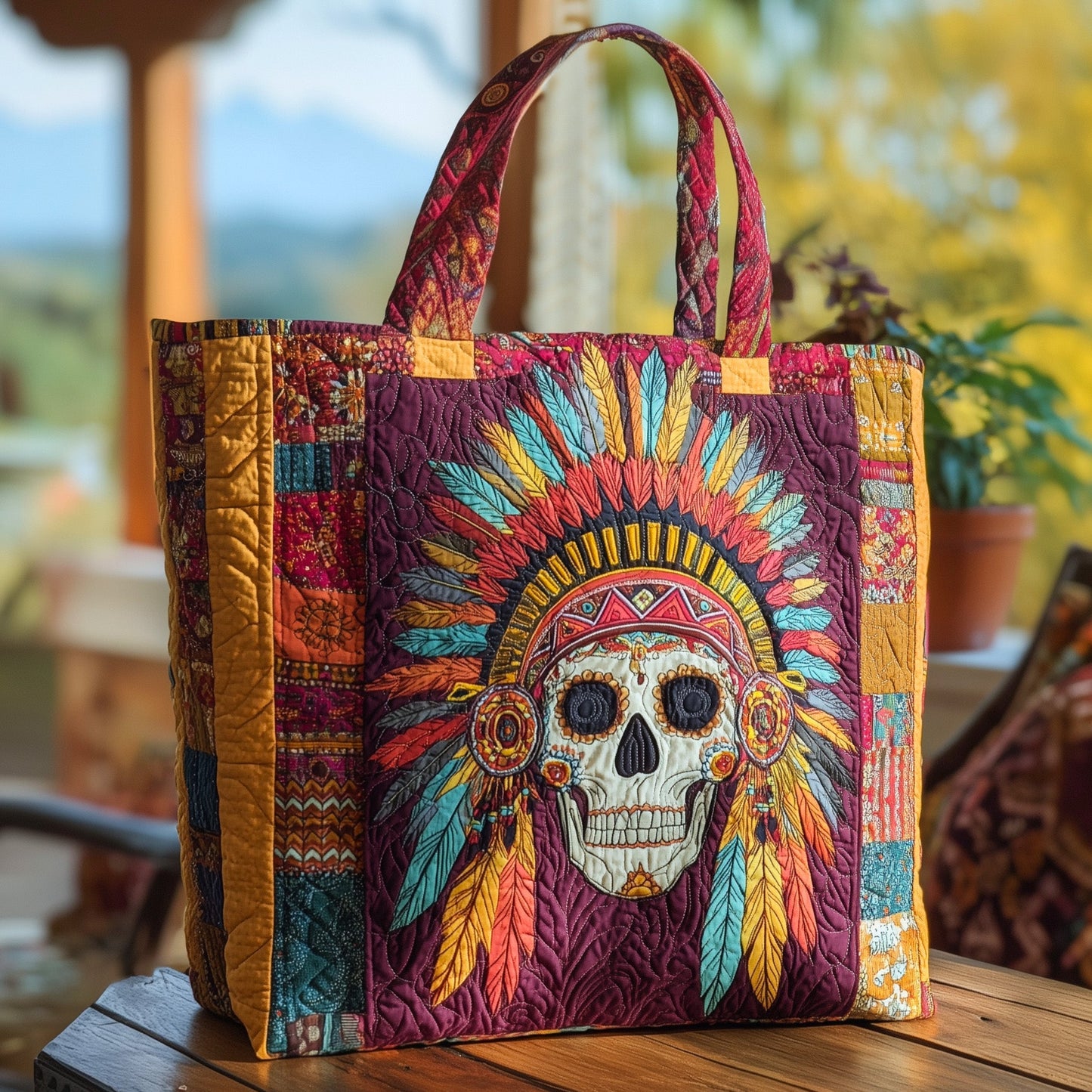 Sugar Skull Quilted Tote Bag GFTOHD9334