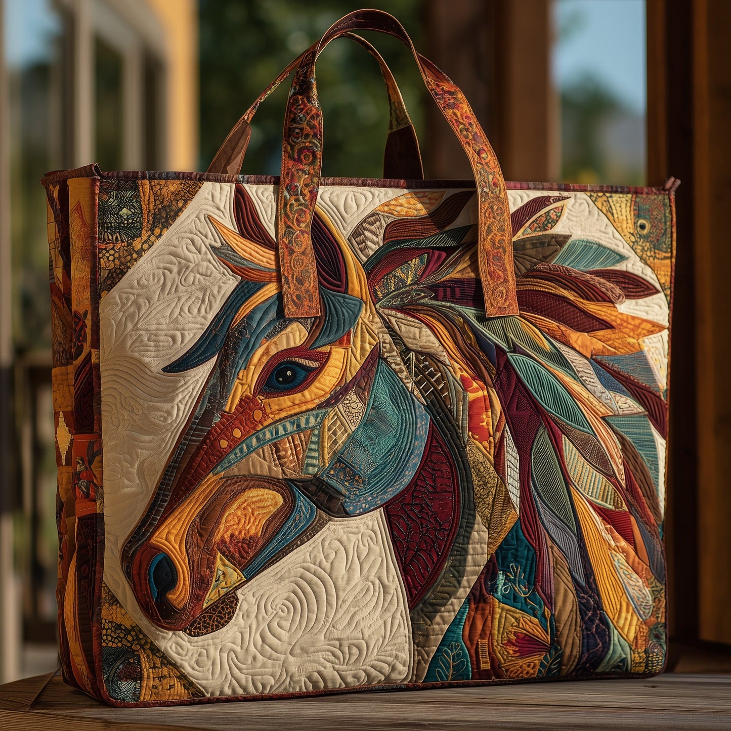 Native Horse Quilted Tote Bag GFTOHD9384