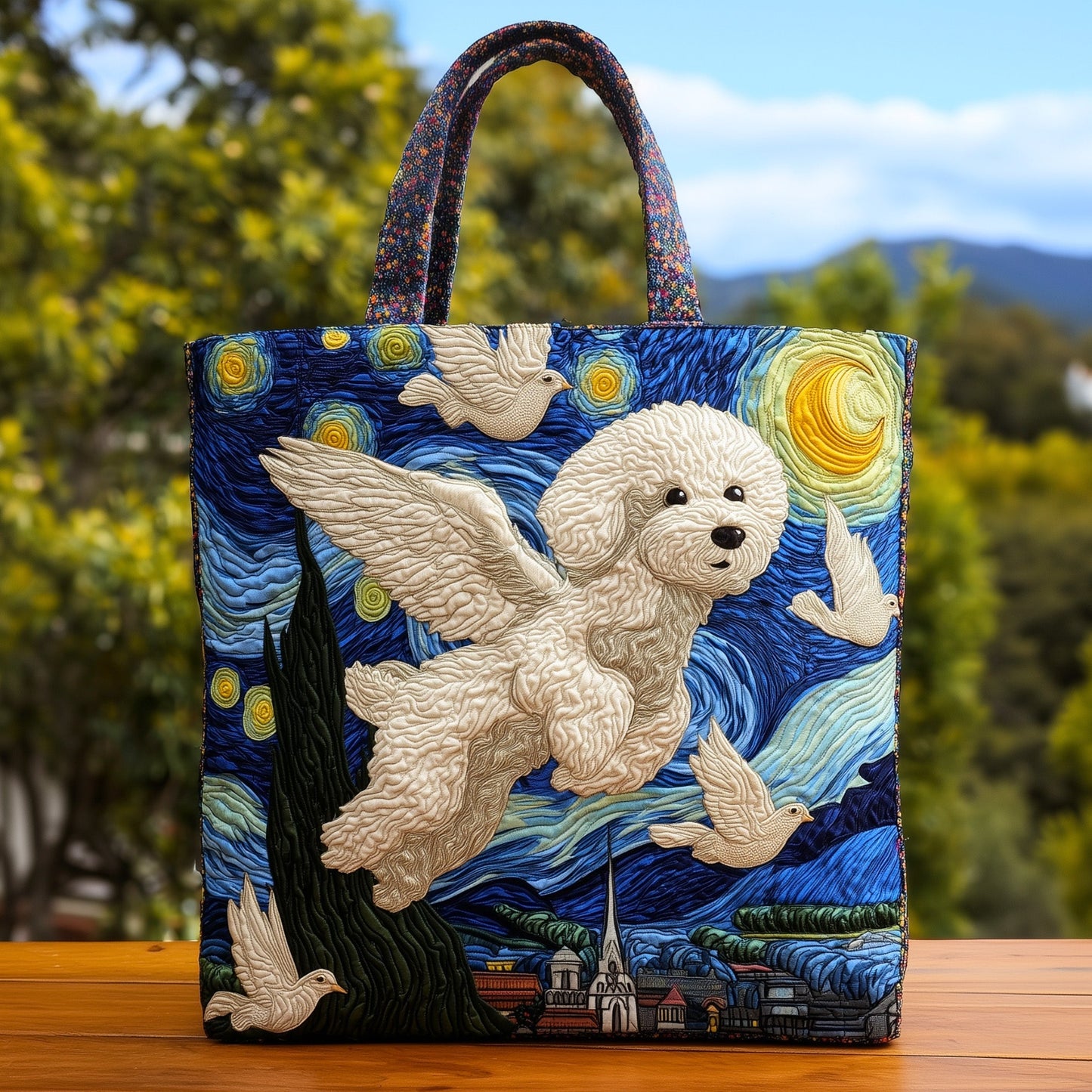 Bichon Heaven Quilted Tote Bag GFTOHD9429