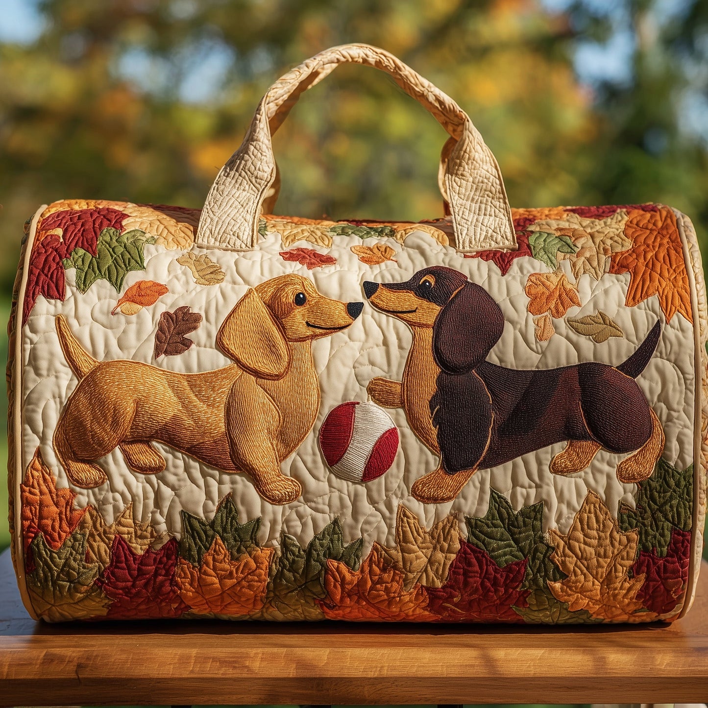 Autumn Dachshund Quilt Duffle Bag GFTOHD9484