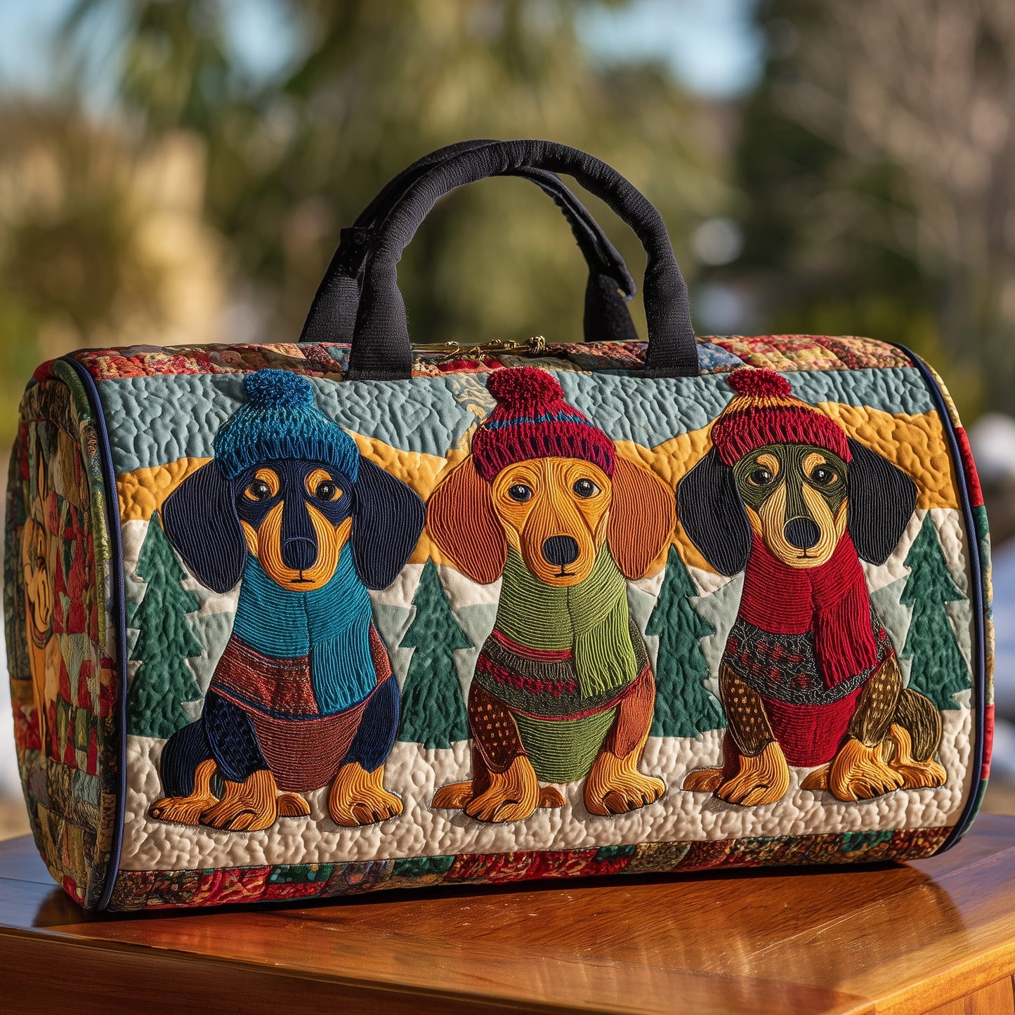 Winter Dachshund Quilt Duffle Bag GFTOHD9488