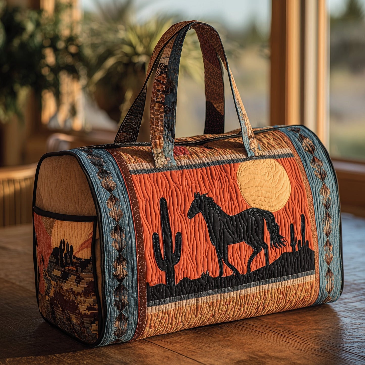 Running Horse Tapestry Quilted Duffle Bag GFTOHD9553