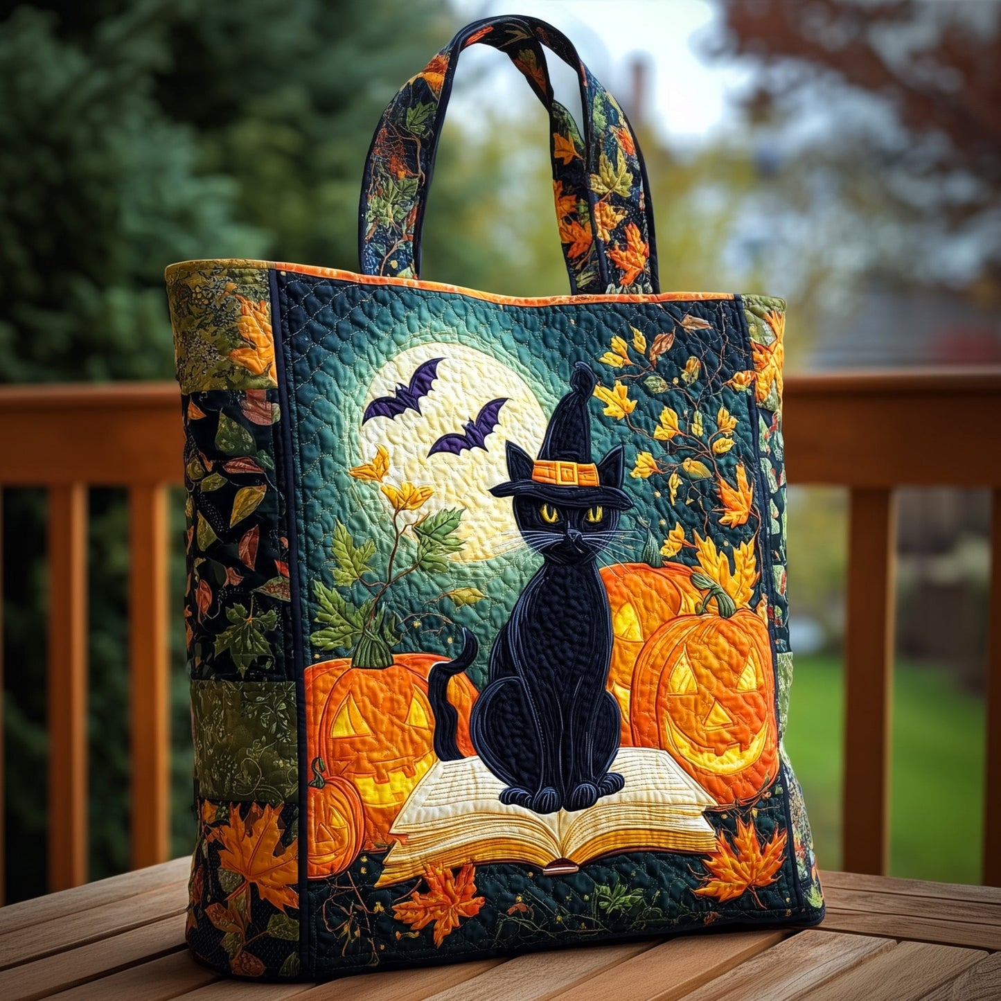 Halloween Feline Quilted Tote Bag GFTOHD9586