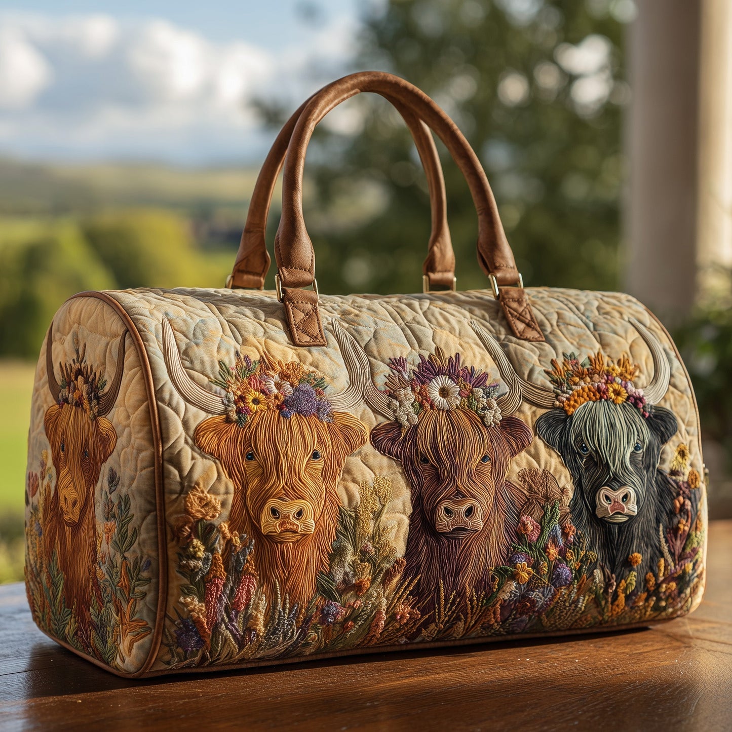 Highland Cow Quilted Duffle Bag GFTOHD9598