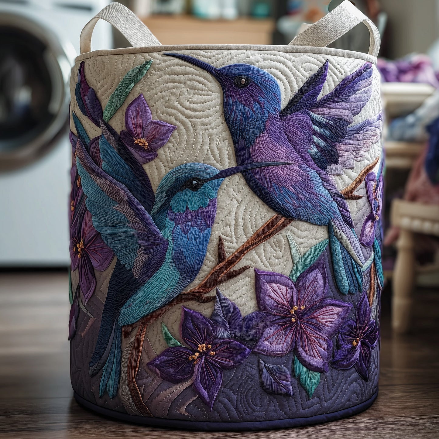 Hummingbird Heaven Quilted Laundry Basket GFTOHD9700