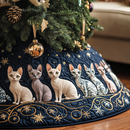 Christmas Joyful Sphynx Cat Quilted Tree Skirt GFTOHD971