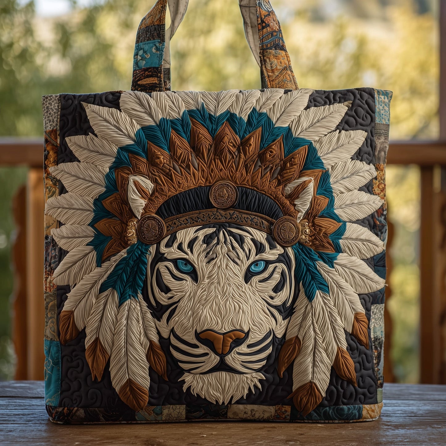 Native Tiger Quilted Tote Bag GFTOHD9726