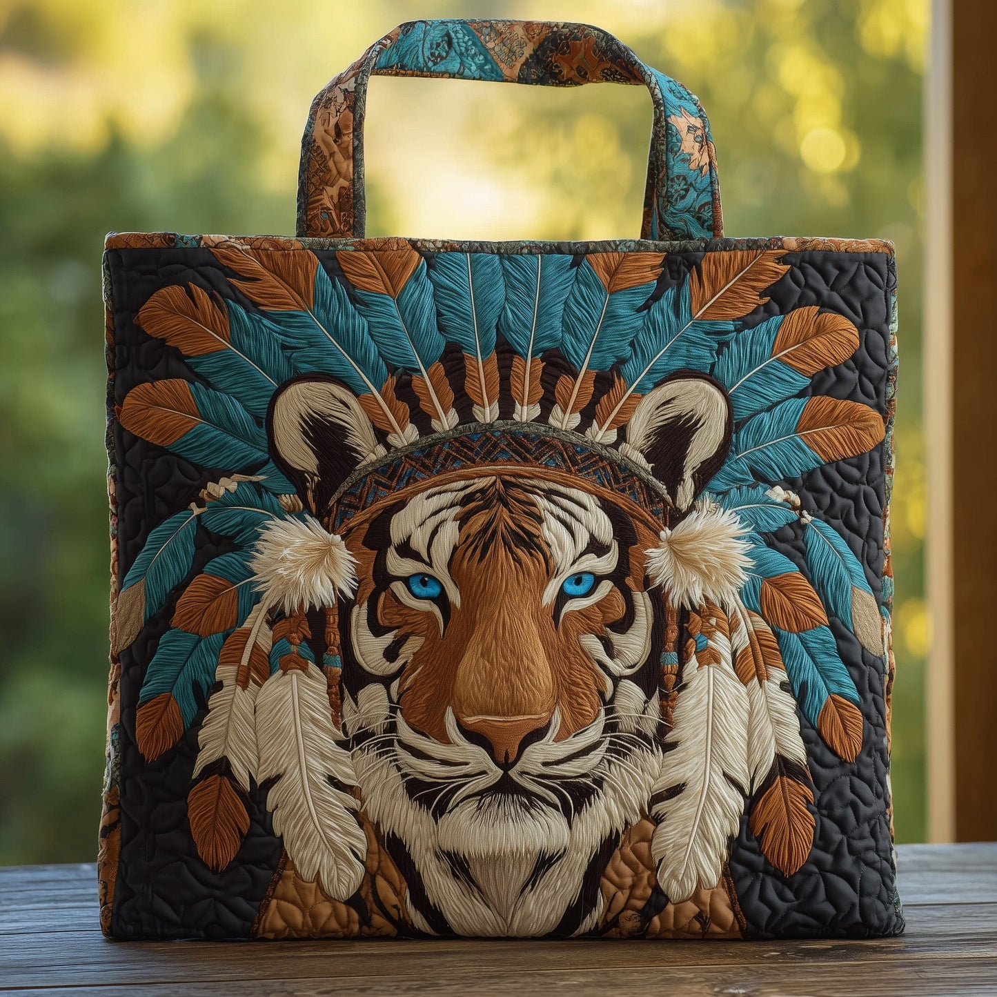 Native Tiger Quilted Tote Bag GFTOHD9727