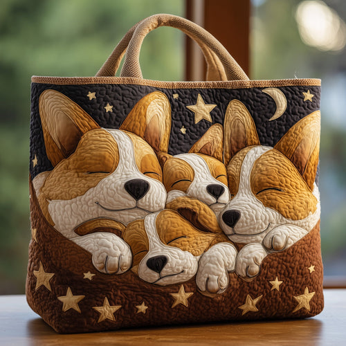 Adorable Corgi Nap Quilted Tote Bag GFTOHD9730