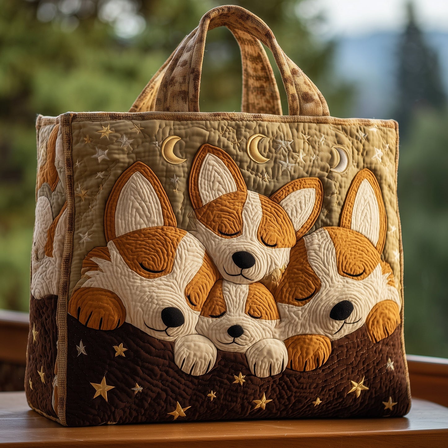 Adorable Corgi Nap Quilted Tote Bag GFTOHD9731
