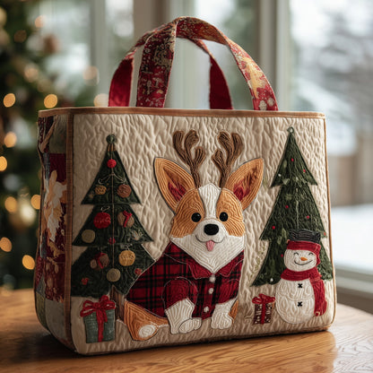 Holiday Corgi Quilted Tote Bag GFTOHD9740