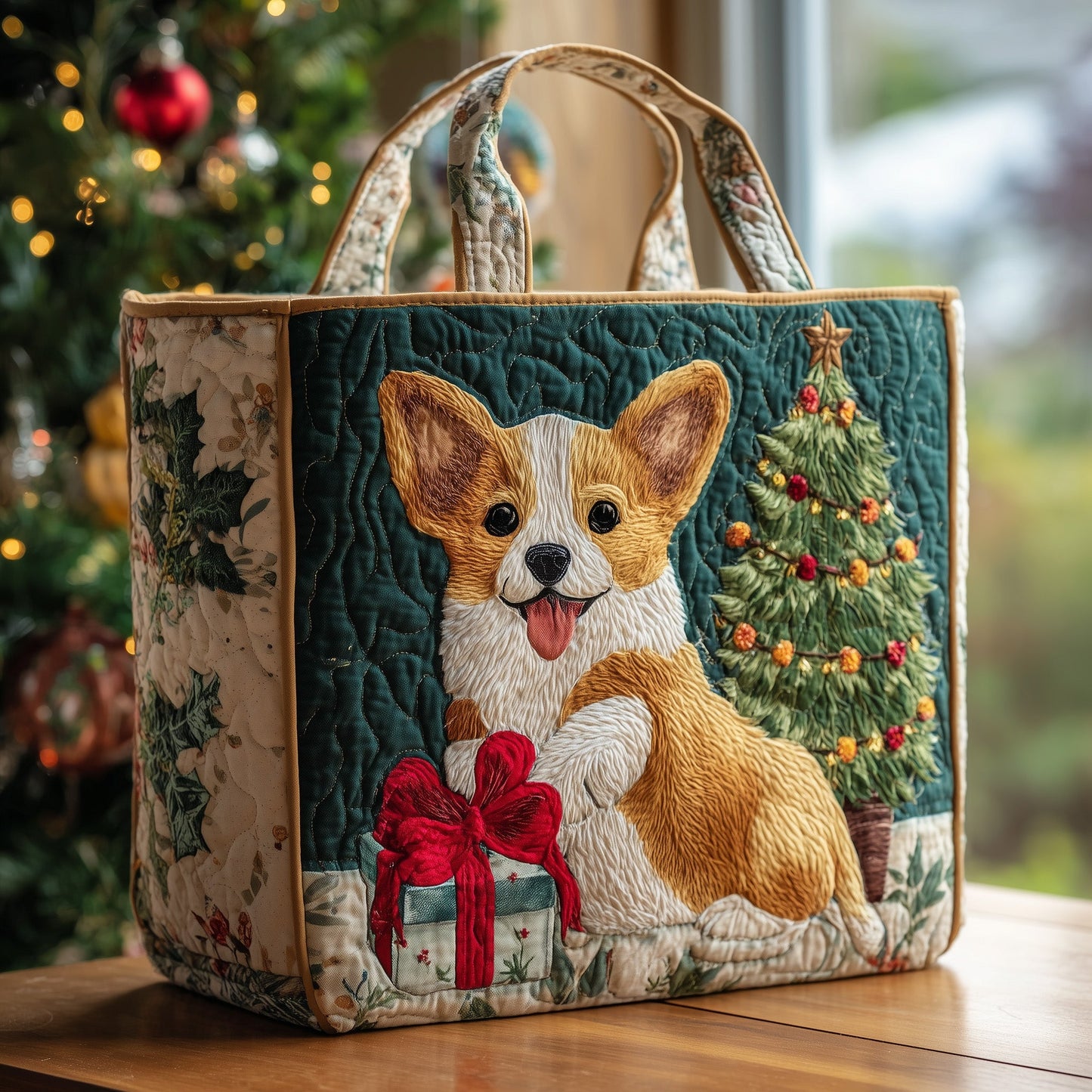Christmas Corgi Quilted Tote Bag GFTOHD9741