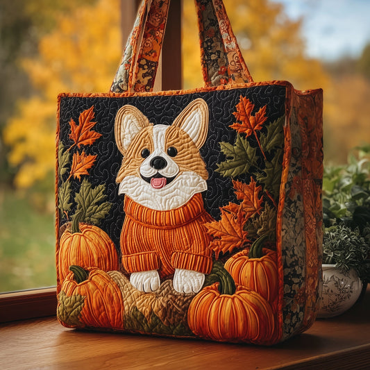 Corgi Fall Charm Quilted Tote Bag GFTOHD9745