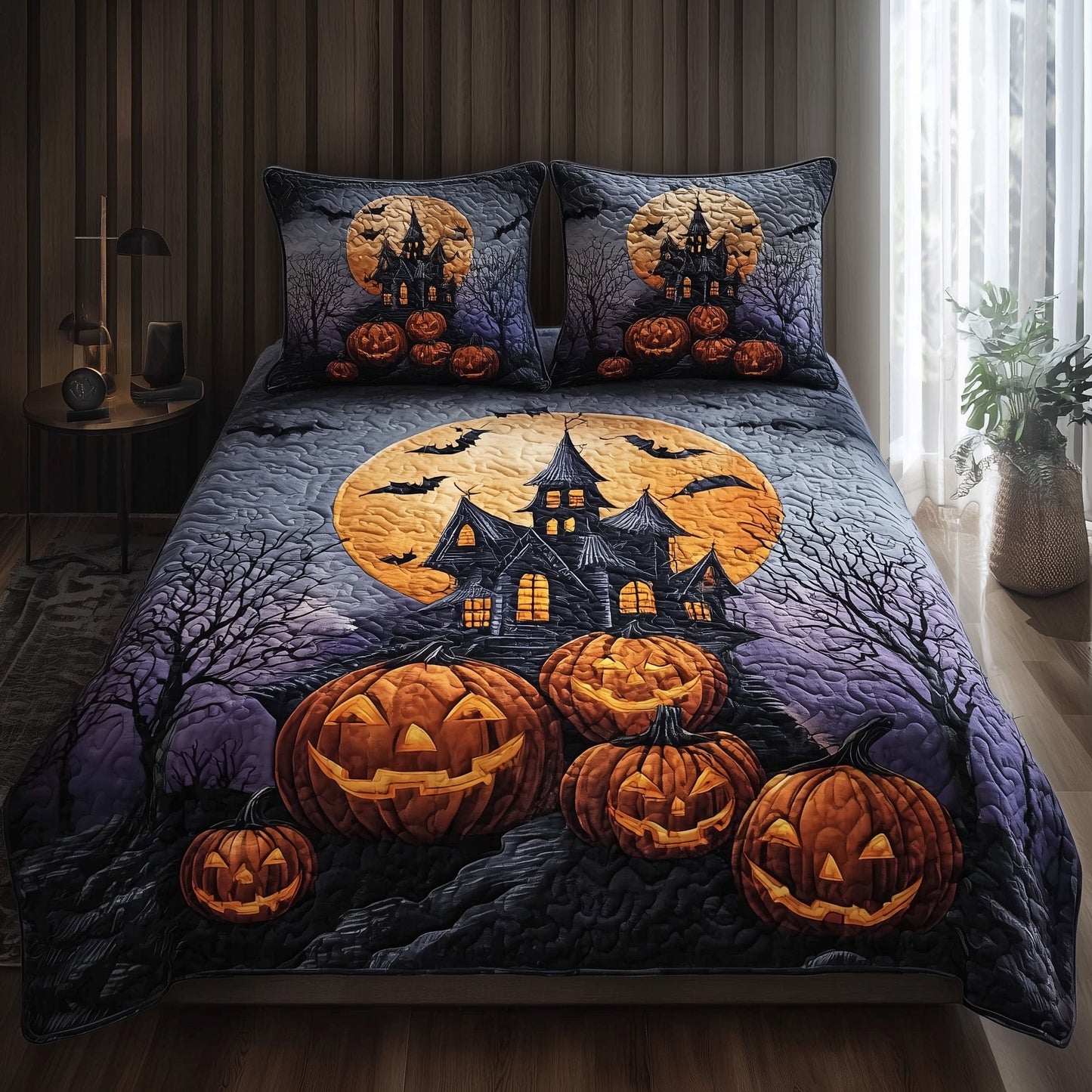Halloween Night 3-Piece Quilted Bedding Set GFTOHD9747