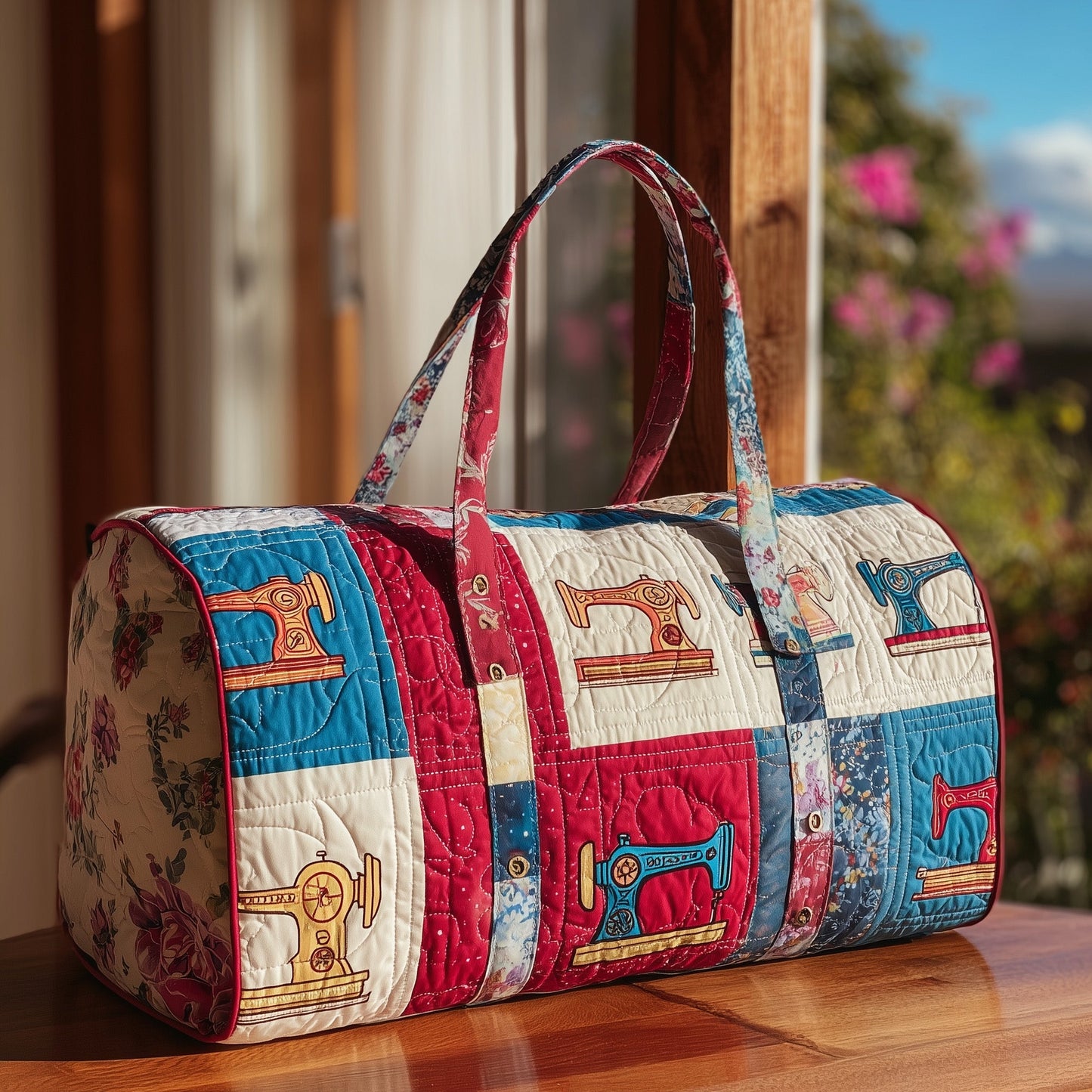 Vintage Sewing Machine Quilted Duffle Bag GFTOHD9812