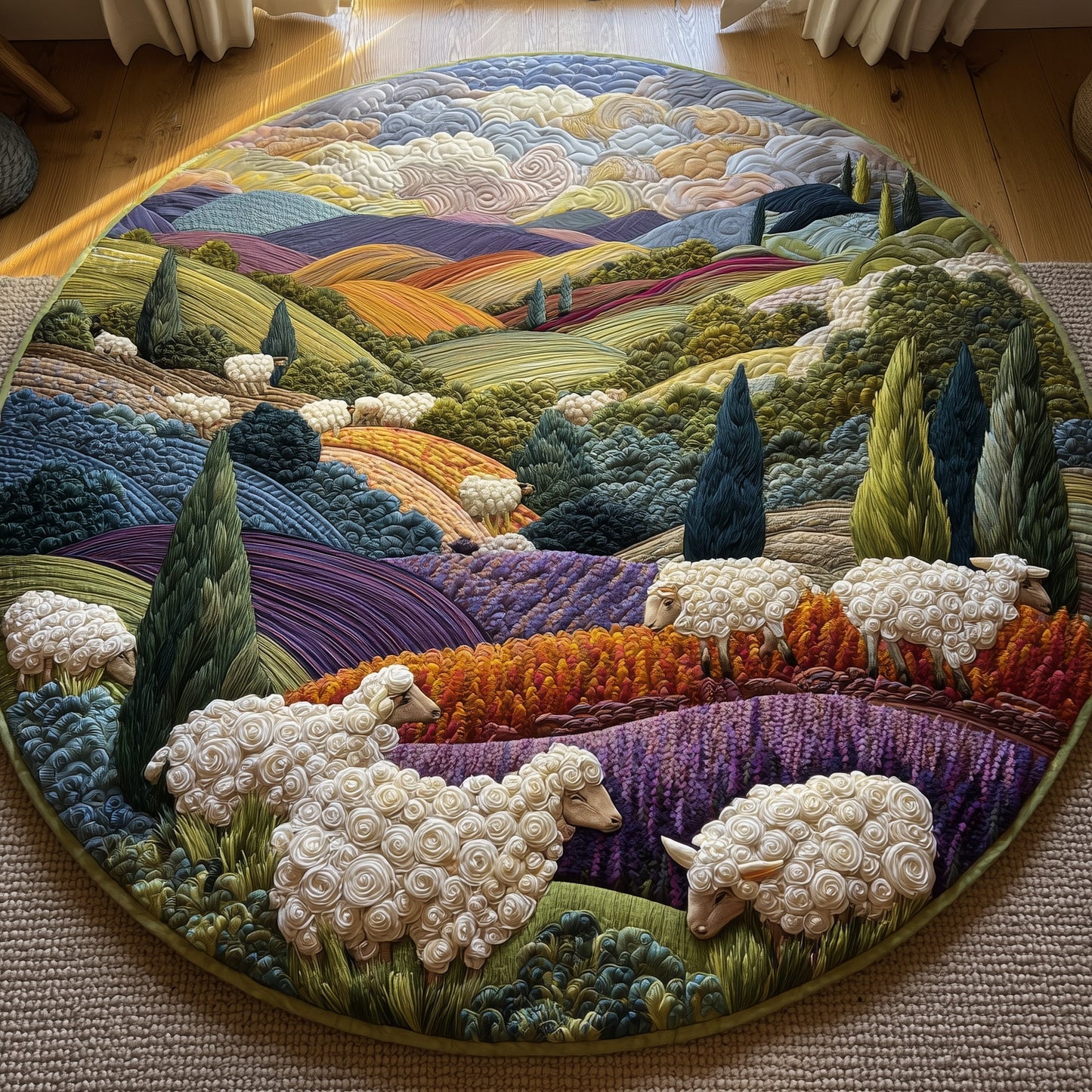 Sheep Heaven Quilted Round Mat GFTOHD9873