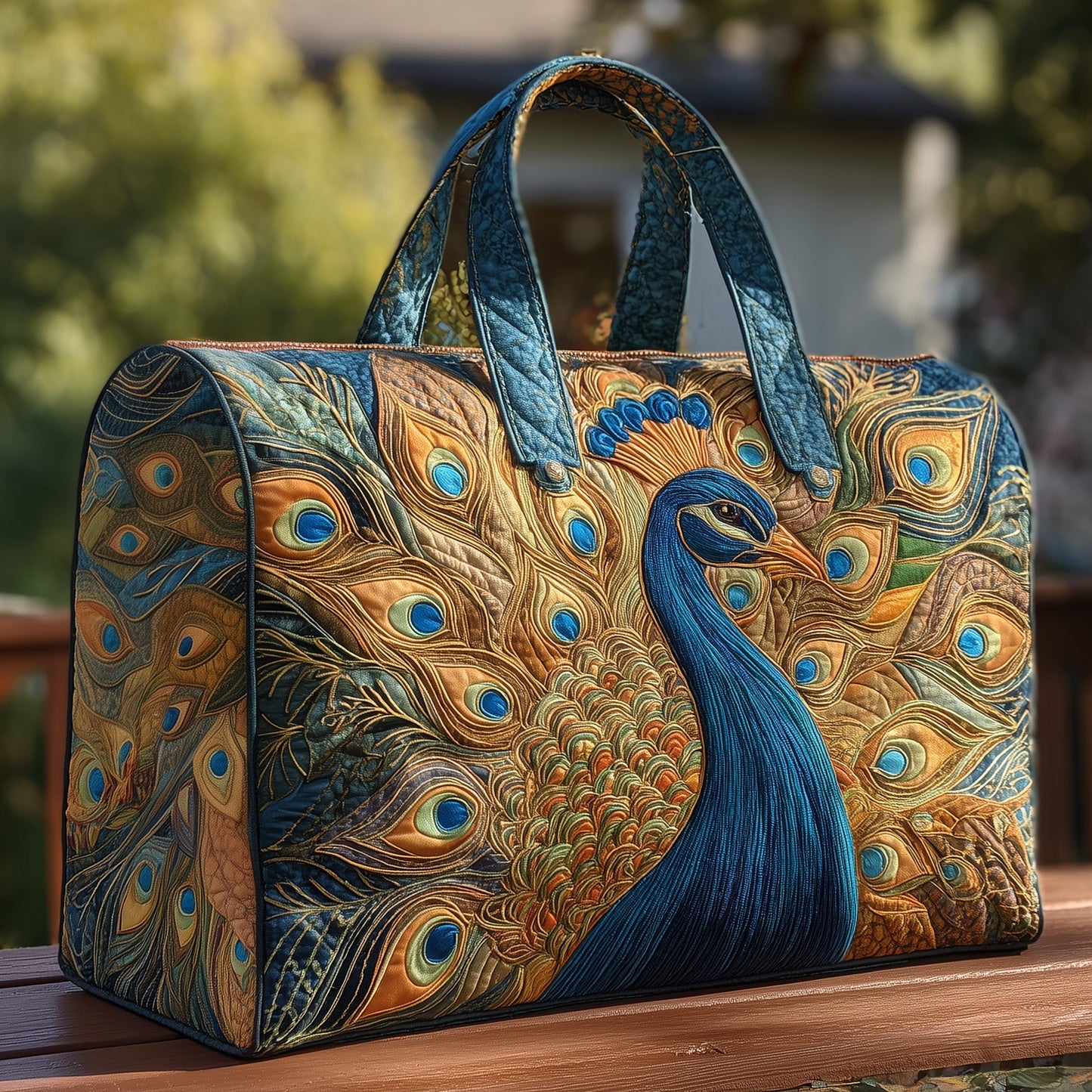 Elegant Peacock Quilted Duffle Bag GFTOHD9892