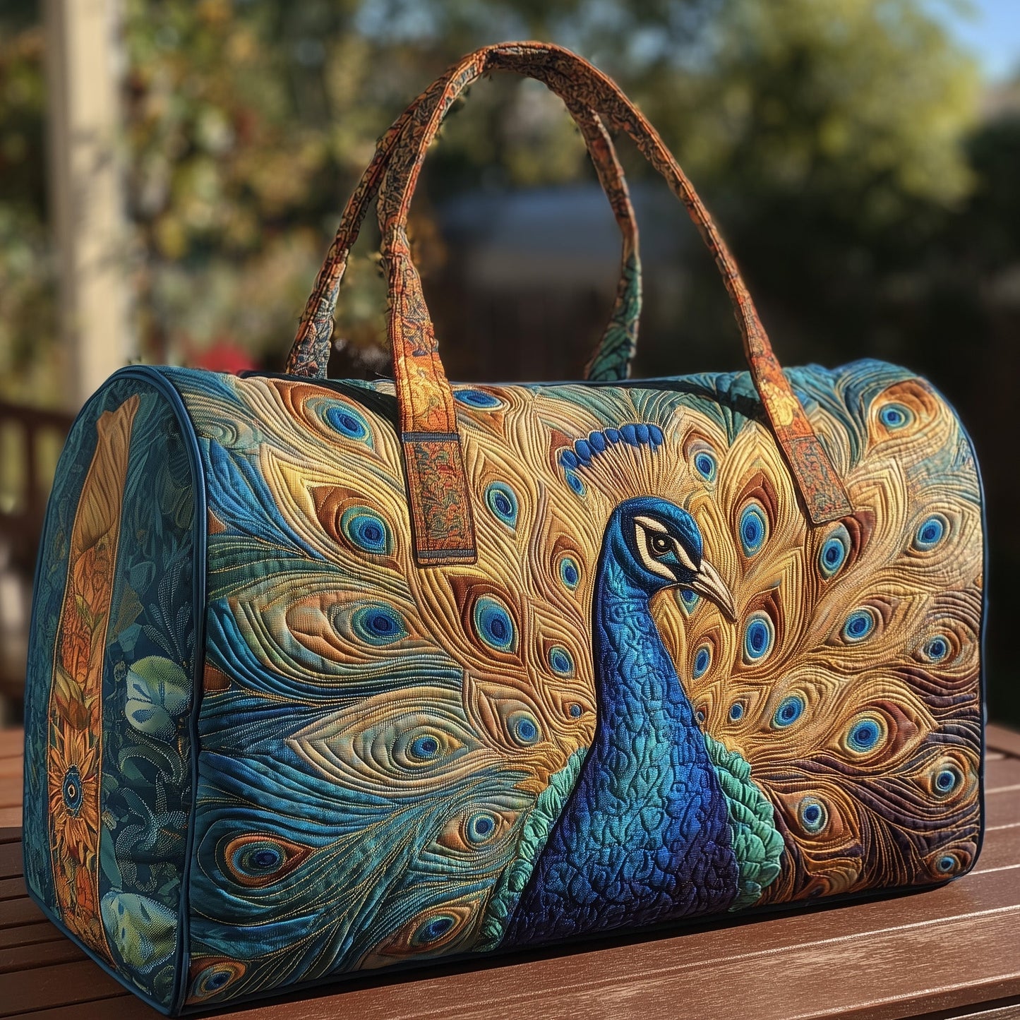 Elegant Peacock Quilted Duffle Bag GFTOHD9895
