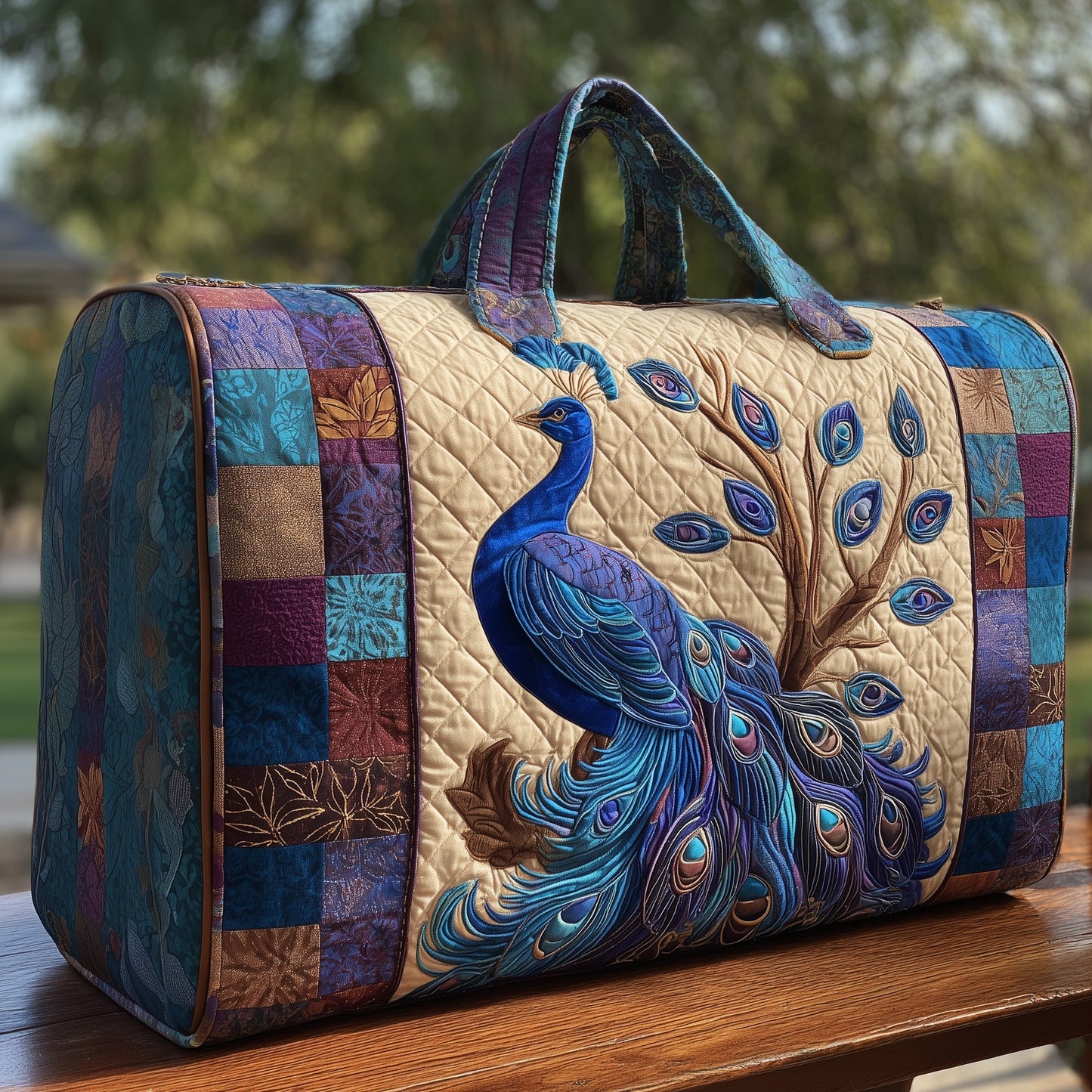 Elegant Peacock Quilted Duffle Bag GFTOHD9901