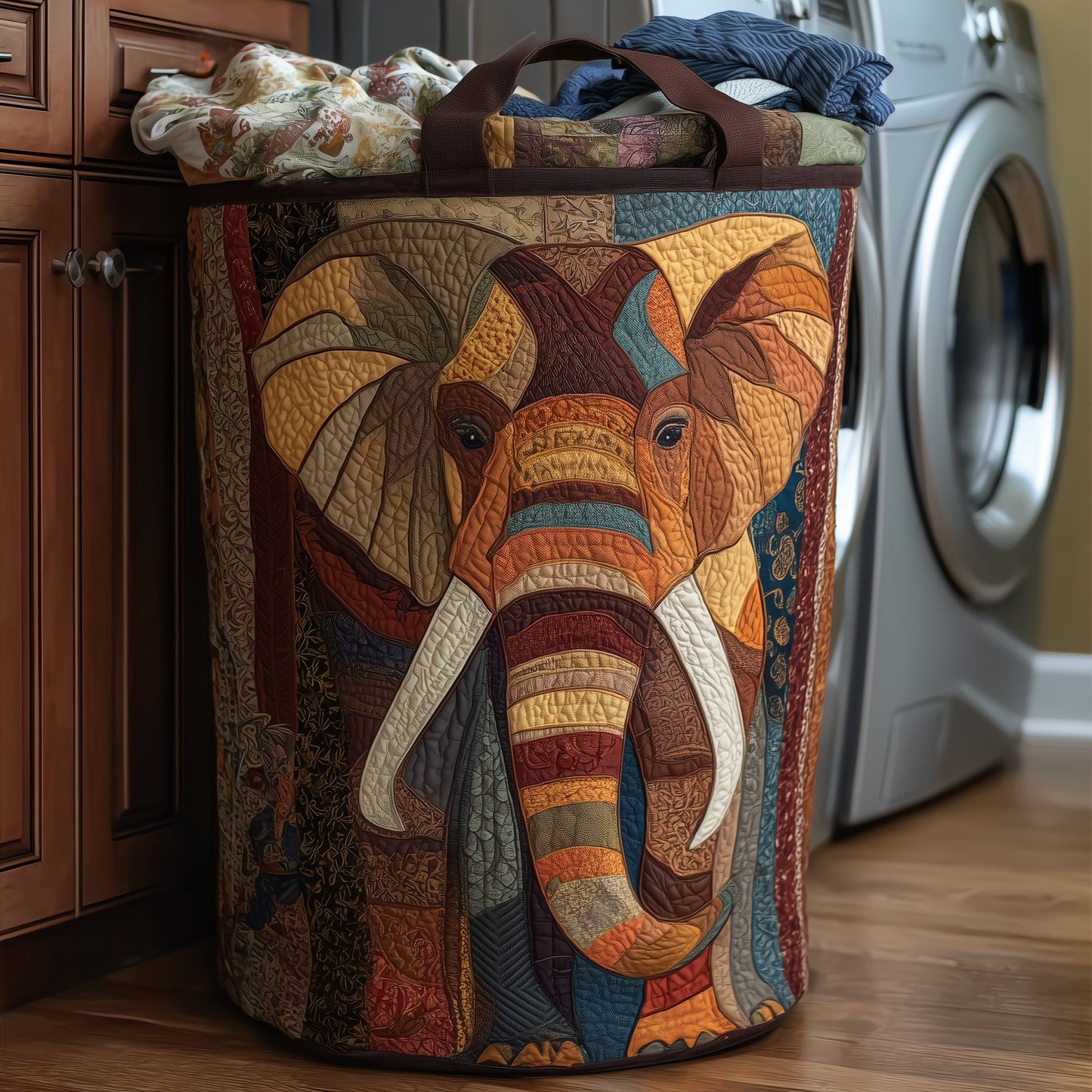 Majestic Elephant Quilted Laundry Basket GFTOHD9928