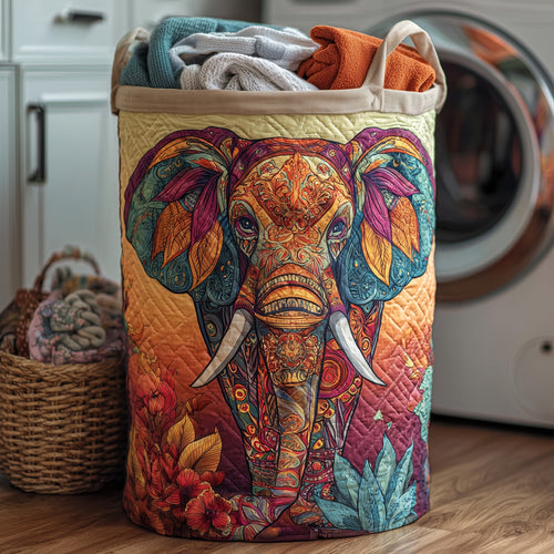 Vibrant Elephant Quilted Laundry Basket GFTOHD9929