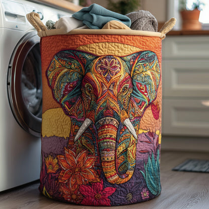 Vibrant Elephant Quilted Laundry Basket GFTOHD9930