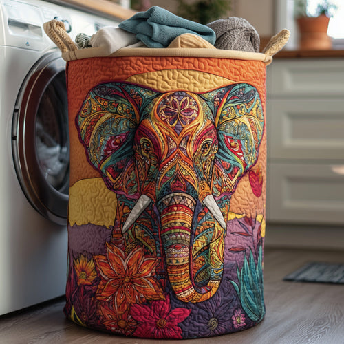 Vibrant Elephant Quilted Laundry Basket GFTOHD9930