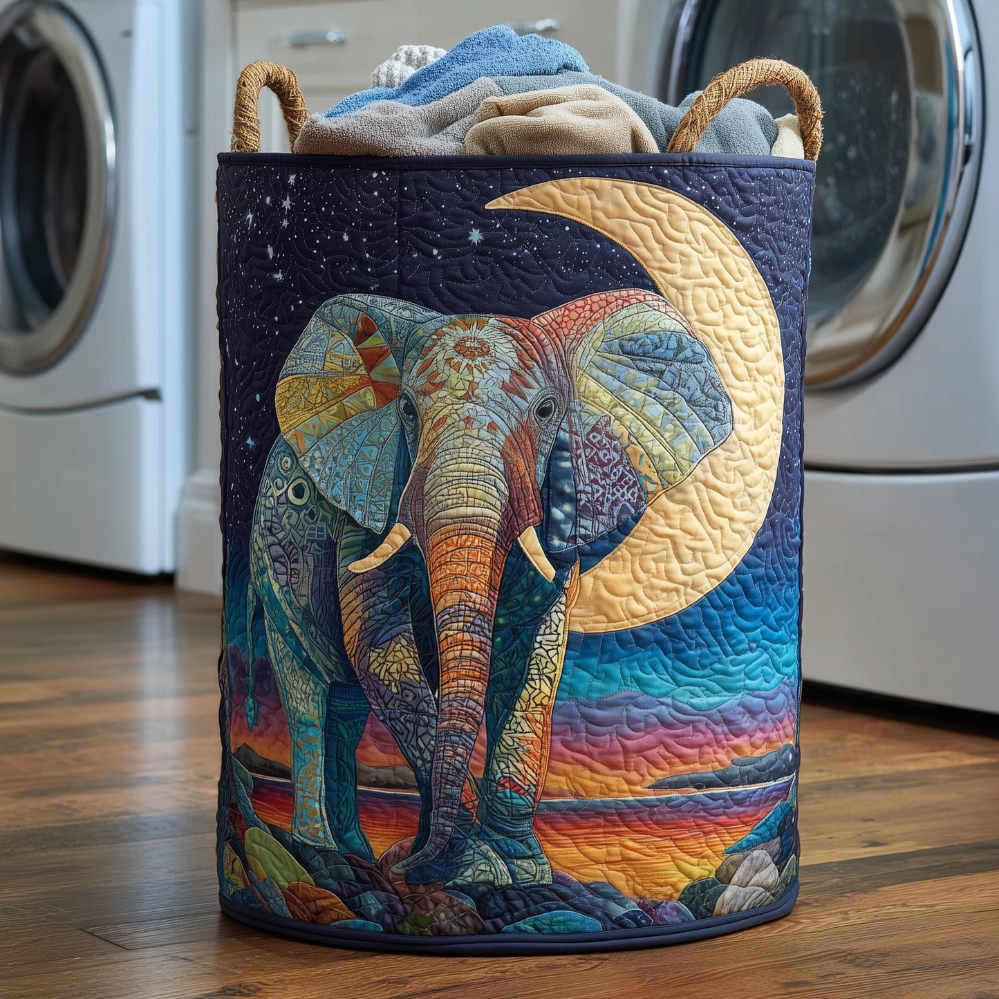 Majestic Elephant Quilted Laundry Basket GFTOHD9934