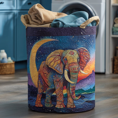 Majestic Elephant Quilted Laundry Basket GFTOHD9935