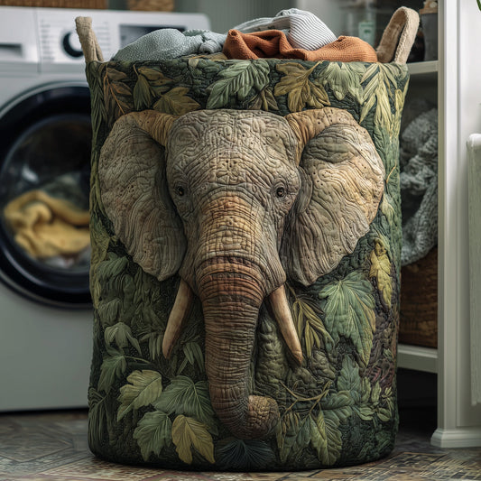 Majestic Elephant Quilted Laundry Basket GFTOHD9936