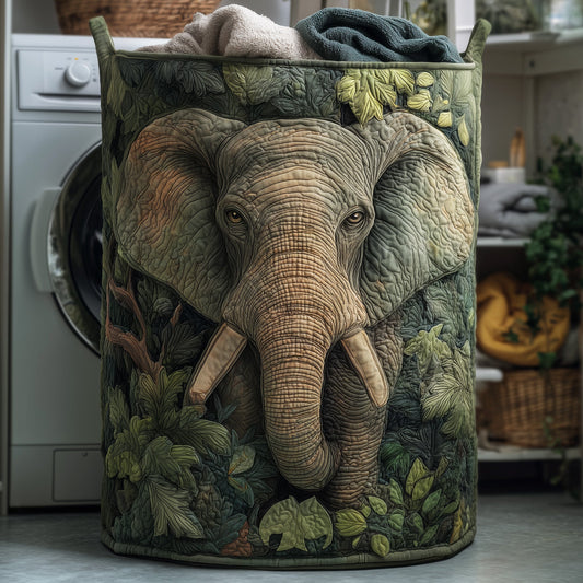 Majestic Elephant Quilted Laundry Basket GFTOHD9938